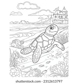Beautiful Cute Turtle Coloring Pages