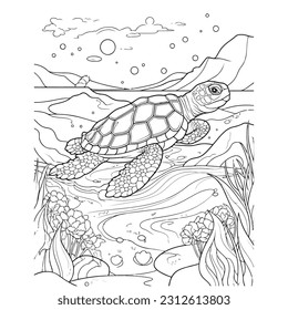 Beautiful Cute Turtle Coloring Pages