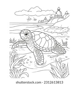 Beautiful Cute Turtle Coloring Pages