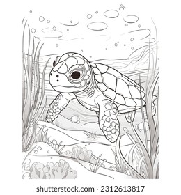 Beautiful Cute Turtle Coloring Pages