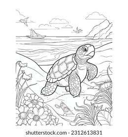 Beautiful Cute Turtle Coloring Pages