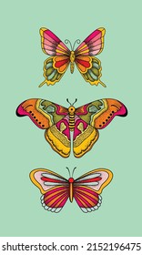 Beautiful cute vector illustration of butterfly in pastel colors. Ideal for stickers, graphic design, web design, logo, scrap booking, print and more.