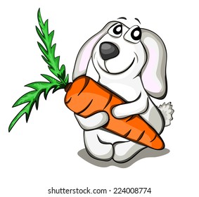 beautiful cute vector rabbit with big carrot