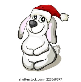 beautiful cute vector Santa rabbit isolated on white