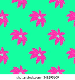 Beautiful cute vector seamless pattern with palm tree in pop art style. Fabric textile, packaging, design paper. Tattoo. Abstract disco background. Party card invitation. Young spirit illustration.