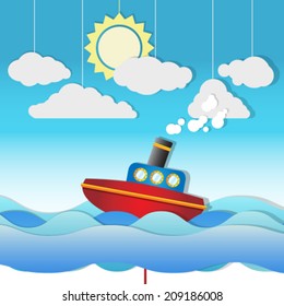 Beautiful Cute Vector Steam Boat On Stock Vector (Royalty Free ...