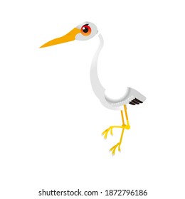 Beautiful and cute white stork, suitable for doll models, cartoon drawings in simple styles to be used as symbols or models for various products. Vector illustration of fancy and fun baby animal stock