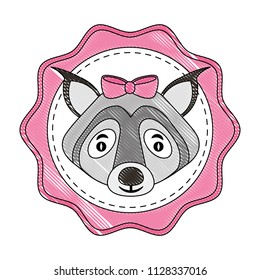 beautiful cute wolf with bow label