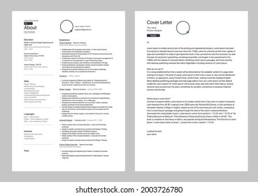 Beautiful CV - Resume template - elegant stylish design - white background. Professional CV resume template design and letterhead, cover letter, vector minimalist - black and white