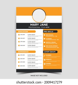 Beautiful CV Resume template elegant stylish design vector orange background