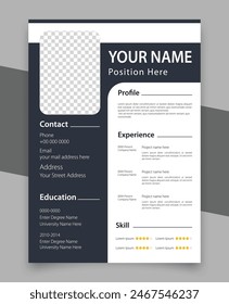 Hermoso CV, Reanudar Plantilla, Elegante Diseño Elegante, Color Blanco Y Negro Plantilla De Vector De Fondo