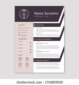 Beautiful CV / Resume template - vector minimalist - color resume cv template
