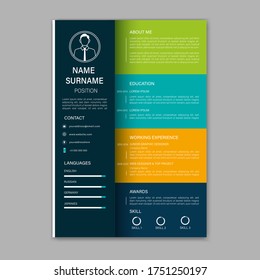 Hermosa plantilla CV / currículum - vector minimalista - plantilla de currículum de color