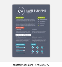 Beautiful CV / Resume template - vector minimalist - color resume cv template