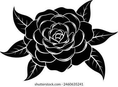 A beautiful dahlia flower silhouette black vector artwork illustration
