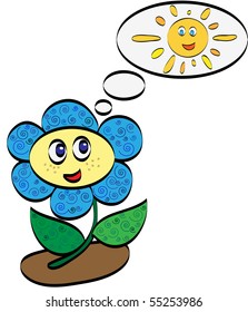 Beautiful daisy dreams of the sun. Vector.