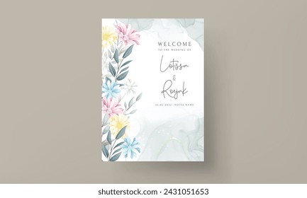 beautiful daisy flower hand drawn wedding invitation card