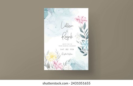 beautiful daisy flower hand drawn wedding invitation card