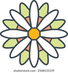 Beautiful Daisy Flower Minimalist Floral Illustration Vector