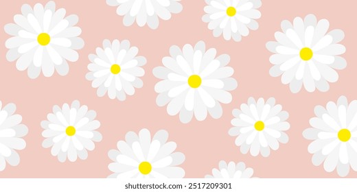 Beautiful daisy flowers blooming seamless pattern, Design for textile, fabric, wallpaper, covers, cards, wall art, posters and decoration.
