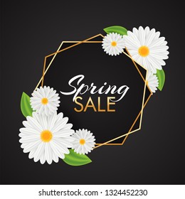 Beautiful daisy flowers decorated spring sale template design for advertising concept.