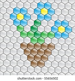 Beautiful daisy of the mosaic. Vector.