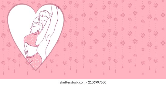 Beautiful dancing couple on pink background. Valentine's day gift card vector line art. Sparkling winter wallpaper with people in love. Passionate latin dancers.