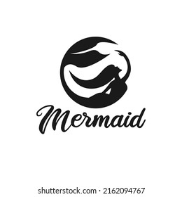 Beautiful dancing mermaid design illustration logo