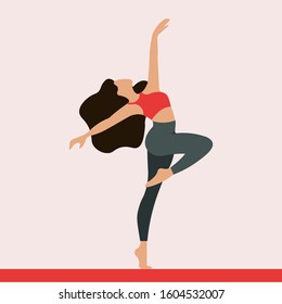 Beautiful dancing woman. Vector illustration. 