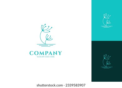 Beautiful dandelion flower logo with multiple view backgrounds