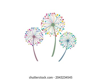 Beautiful dandelion vector illustration, multicolored image
