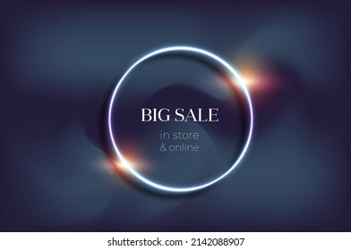 Beautiful Darck Vector Design With Gradient Black And Gray Background And Brilliance Silver Circle And Lettering Big Sale