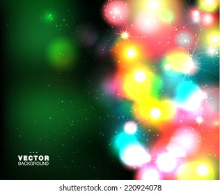 Beautiful dark background with night lights. Vector illustration