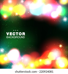 Beautiful dark background with night lights. Vector illustration