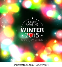 Beautiful dark background with night lights. Holiday design. Vector illustration