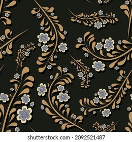 Beautiful dark floral seamless pattern. Vector illustration for print, fabric, cover, packaging, interior decor, blog decoration and other your projects.