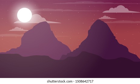 Beautiful dark mountain landscape with gradient sky