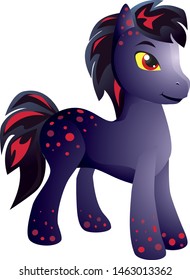 beautiful dark pony with pink spots