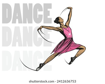 Beautiful dark skinned girl doing ballet dance moves