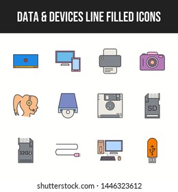 Beautiful Data & Devices Line Filled icon set