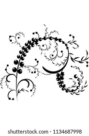 beautiful deciduous spiral curls pattern, tattoo sticker pattern
