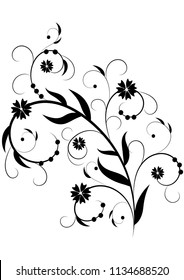 beautiful deciduous spiral curls pattern, tattoo sticker pattern