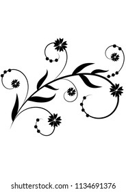 beautiful deciduous spiral curls pattern, tattoo sticker pattern
