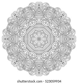 Beautiful Deco Black Mandala, Patterned Design Element, Ethnic Amulet