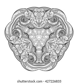 Beautiful Deco Black Triangle, Patterned Design Element, Original Mandala