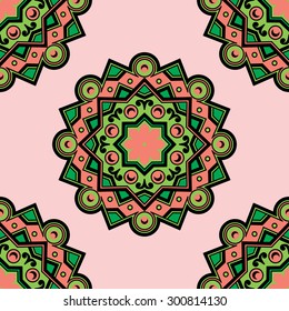 Beautiful Deco Colored Mandala, Patterned Design Element, Ethnic Amulet. Vector illustration