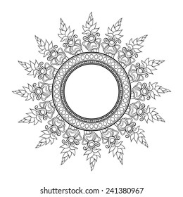 Beautiful Deco Floral Circle. Patterned Frame