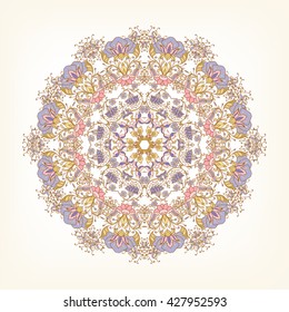 Beautiful Deco Vintage flowers Mandala , Patterned Design Element, Ethnic Amulet Vector illustration.