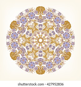 Beautiful Deco Vintage flowers Mandala , Patterned Design Element, Ethnic Amulet Vector illustration.