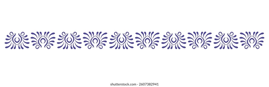 Beautiful Decorated Border vector illustration. Repeating geometric border in a blue color palette
